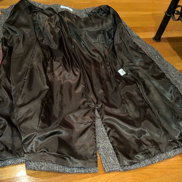 Calvin Klein wool tweed coat double breasted with belt Color: brown gray cream - Picture 10 of 10